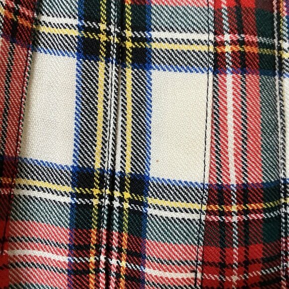 Vintage Plaid Kilt Skirt Womens 26" Wool Red White Tartan Pleated Long Holiday - Picture 2 of 6